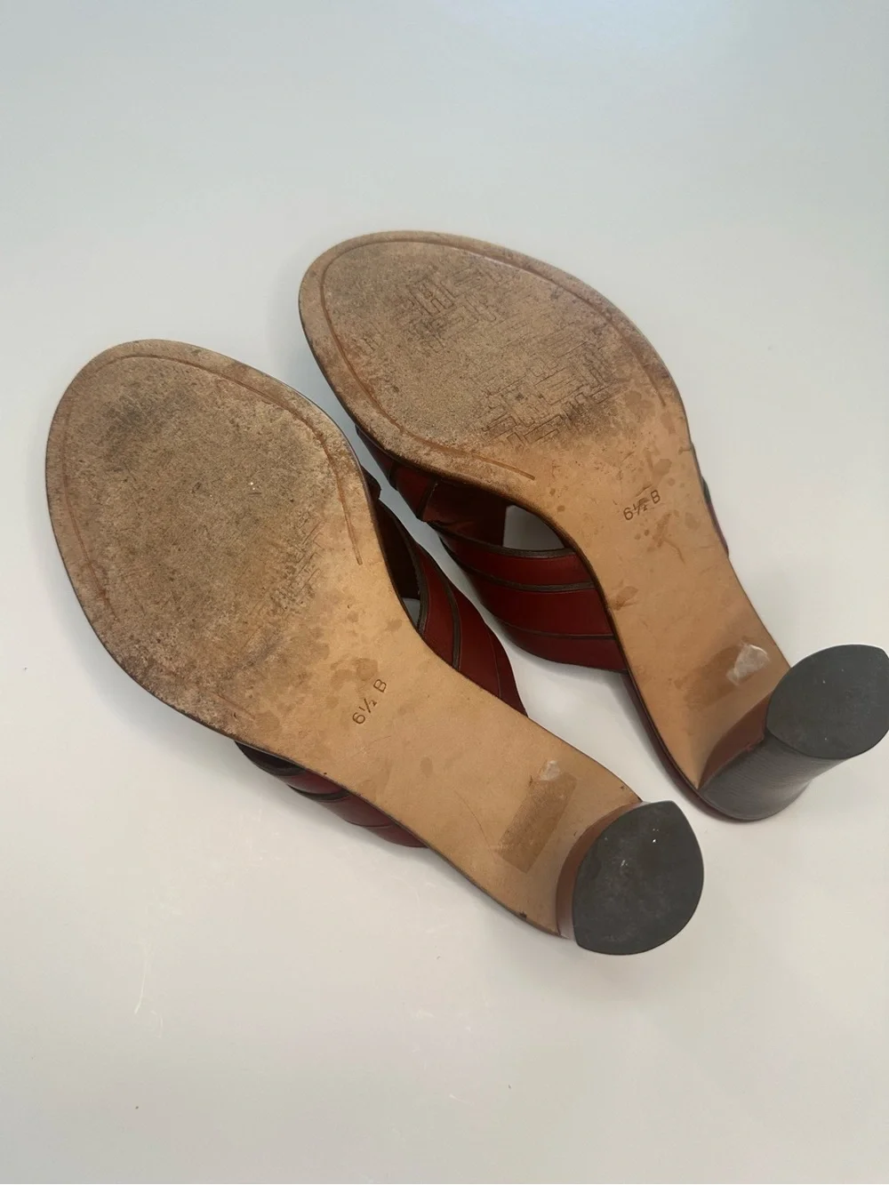 Cole Haan Mule Sandals Heels Country Crisscross Leather Red Women’s Size 6 1/2